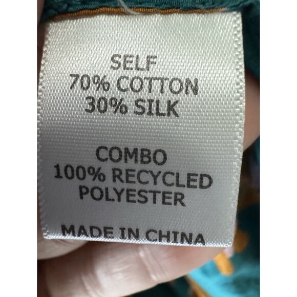 La Ligne New York Tiered Floral Maxi Dress XL Teal Cotton Silk Blend Puff Sleeve - Picture 6 of 7